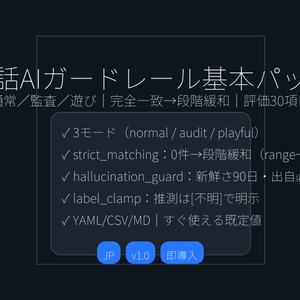 会話AIガードレール基本パック_v1｜3モードYAML＋判断表＋評価30（JP）