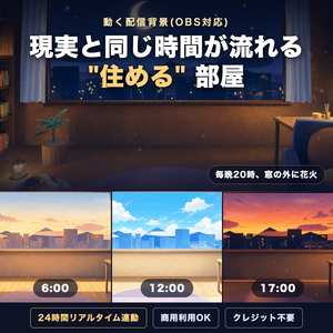 【動く配信背景】2nd Room — 現実と同じ時間が流れる部屋(24時間連動/OBS対応)
