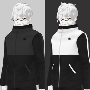 [VRoid/Free] Basic Windbreaker Black/White ベーシックウィンドブレーカー ブラック/ホワイト #Revirsi rv0015-k/w