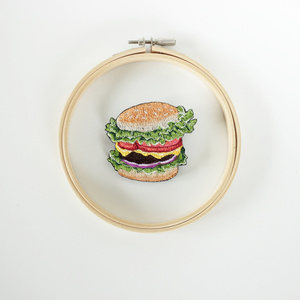 刺繍ブローチ デトロイト:ハンバーガー