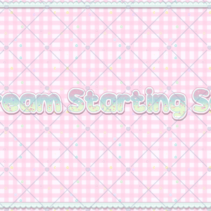 パステルでキュートな渓流シーンのグラフィック | Kawaii Themed 90s Aesthetic Gingham Rainbow Twitch Stream Scene Set 