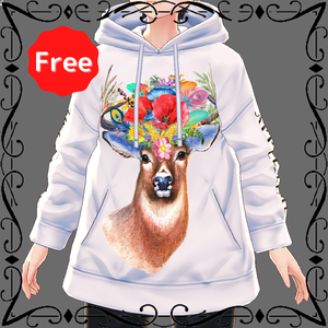 【無料/Free】VRoid用 パーカーテクスチャ 花と鹿