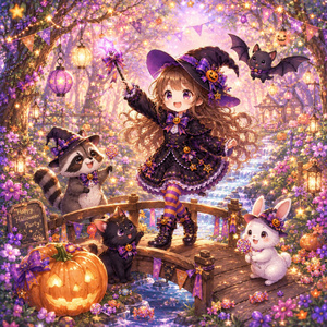 キラキラ森のハロウィンパーティー　デジタルペーパー　5枚