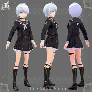 VRoid正式版対応済☆★L6 Gothic Sailor (Color×5)★☆試着有【VroidStudio正式版用衣装テクスチャ】