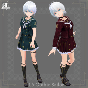 VRoid正式版対応済☆★L6 Gothic Sailor (Color×5)★☆試着有【VroidStudio正式版用衣装テクスチャ】