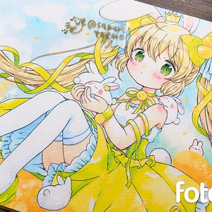 複製原画　B5　ふわふわたんぽぽうさぎちゃん