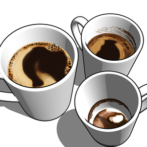絵のような3Dコーヒー、ラテ、ココア、抹茶―ブラシ・画像
