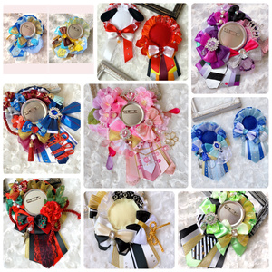 天使の羽 ハート缶バッジロゼット シフォンフリル ピンク - mint-soda