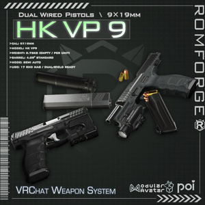 【VRChat想定】両手撃ちDouble Down HK VP9 System【ギミック付き】
