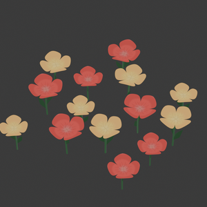 ＜blender＞赤と黄の花