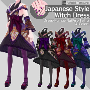 [VRoid] Japanese Style Witch Dress [VRoid β & Stable ver.]