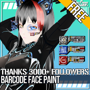 VRoid用 FREE! バーコードフェイスペイント - Barcode Facepaint