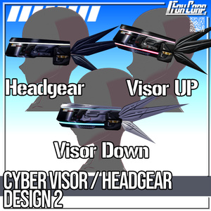 VRoid用 3*4Colors サイバーヘッドギア / バイザー デザイン2 - Cyber Headgear / Visor Design2 3*3 Colors