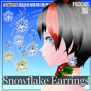 Snowflake Earrings 3Colors for VRoid - Snowflake Earrings 3Colors