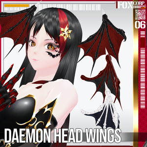 VRoid用 色調設定可能 悪魔の翼ヘアアクセサリー - Daemon Head Wings