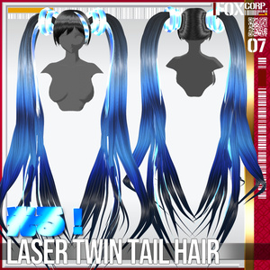 Laser Twin Tail Hairstyle for VRoid - Laser Twin Tail Hairstyle Laser Twin Tail with Hair Texture for VRoid - Laser Twin Tail Hairstyle