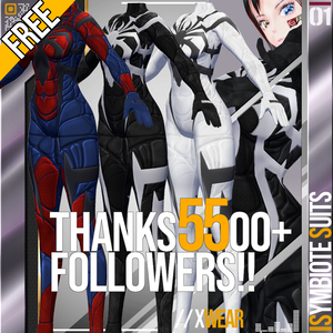[FREE!][XWear対応] VRoid用 Thanks 5500+ Followers 記念シンビオートスーツ - Symbiote Suits 3Colors