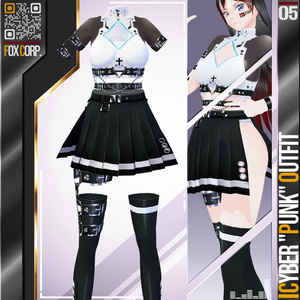 【発光可能】[XWear対応] VRoid用 8色展開 サイバー”パンク”アウトフィット - Cyber "PUNK" Outfit 8Colors