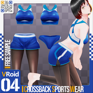 [XWear対応] VRoid用 多色展開 クロスバックセパレートスポーツウェア - Crossback Separate Sportswear