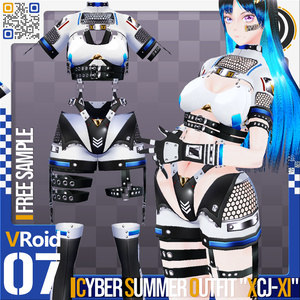 [XWear対応] VRoid用 10色展開 サイバーサマーアウトフィット "XCJ-XI" - Cyber Summer Outfit "XCJ-XI" 10Colors