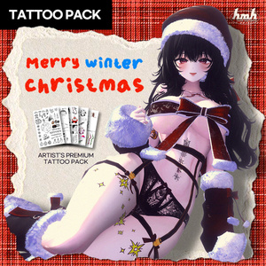 【VRChat】  " Merry Winter Christmas"  : Artist's Premium Tattoo Pack / Tattoo, タトゥー、刺青、イレーズ味を出せる、 みんなのタトゥーテクスチャー
