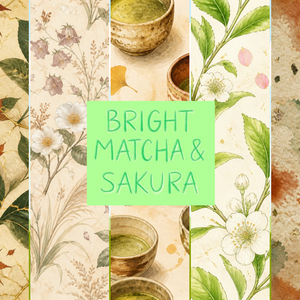 【背景素材】Bright Matcha & Sakura - 華やかな抹茶と桜の和柄デジタルペーパー
