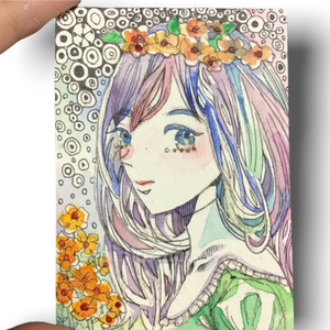 【イッテンモノ・絵画】ATCサイズ・暁の微笑み