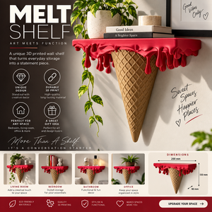 MELT SHELF — 3Dプリント製ウォールシェルフ（存在感のあるデザイン）