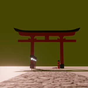【Blender】鳥居と柵と灯篭と｜Torii gate, fence and lanterns.