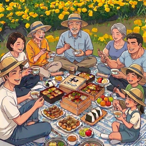八ヶ岳の花畑で皆でピクニック