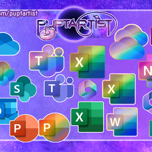 Microsoft 365 Suite Rainbow and Outlined desktop icons