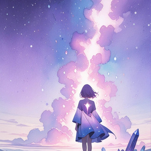 [Smartphone Wallpaper] Pastel fantasy girl and stars...
