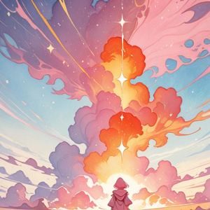 [Smartphone Wallpaper] Pastel fantasy girl and sunset...