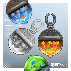 【人型アバター対応】Acorn Earring / 3D装飾品