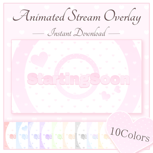 動くハート配信画面｜StartingSoon