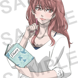 りいな　メモを取る（背景透明 PNG 150dpi ）608 × 923px