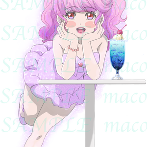 クリームソーダと女の子（背景透明）png_1127×1813_350dpi
