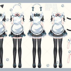 Vtuber向け素材♥ネコミミメイド服着せ替えセット！