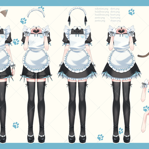 Vtuber向け素材♥ネコミミメイド服着せ替えセット！②
