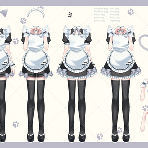 Vtuber向け素材♥ネコミミメイド服着せ替えセット！③