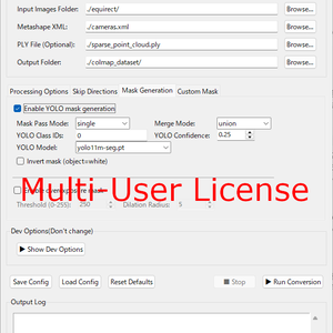 360 MCConverter ( Metashape 360° to COLMAP Converter ( GUI, Windows binary edition ) )  Multi-user license