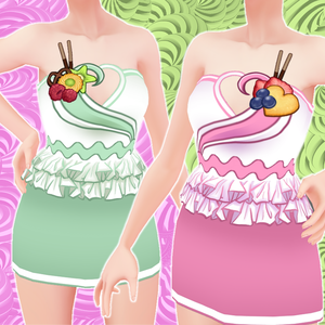 Parfait Dress (Strawberry + Matcha)