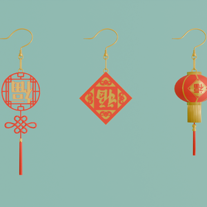 【Blender】春節のピアスセット Chinese New Year earrings set【VRChat】
