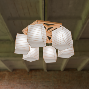 【Blender】和紙の灯りのシャンデリア Chandelier with Japanese paper lights