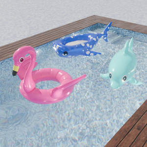 【Blender】 動物の浮き輪(フラミンゴ・ジンベイザメ・イルカ) Animal floats