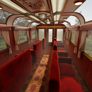 【Blender】寝台列車の展望車　Observation car on a sleeper train