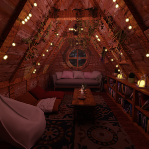 【Blender】三角屋根のチルいロフト部屋　A chill loft room with a triangular roof