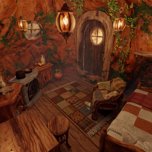 【Blender】 巨木のウロの隠れ家 - Fantasy Tree Room