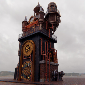 【Blender】 スチームパンク時計台【Steam Clock Tower】 缩略图 4