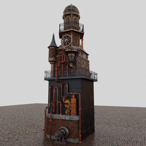 【Blender】 スチームパンク時計台【Steam Clock Tower】 缩略图 12